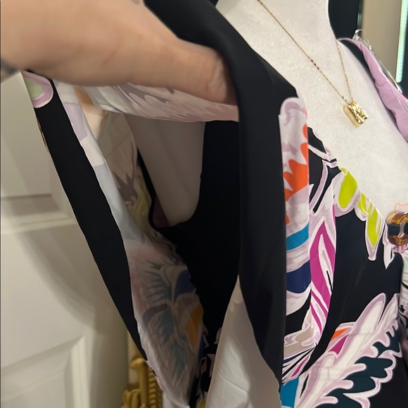 Trina Turk Black Multicolor Floral Swimsuit Cover-Up - Picture 3 of 4